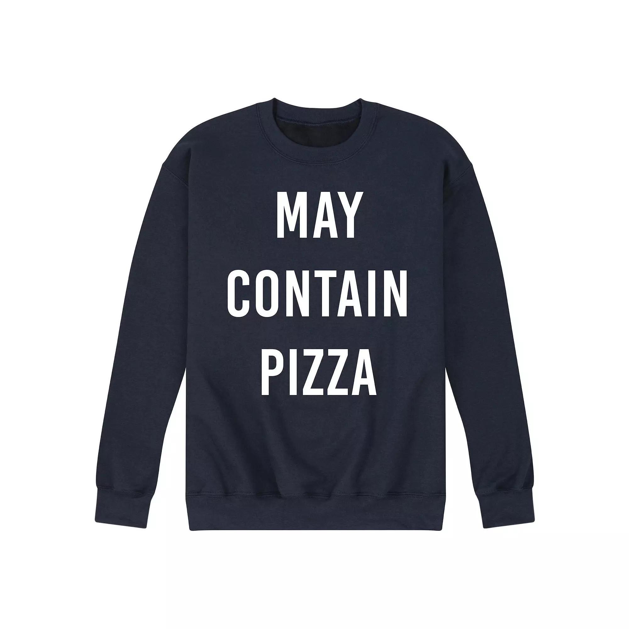 Men's May Contain Pizza Fleece Sweatshirt, Size: Small, Blue Product Image