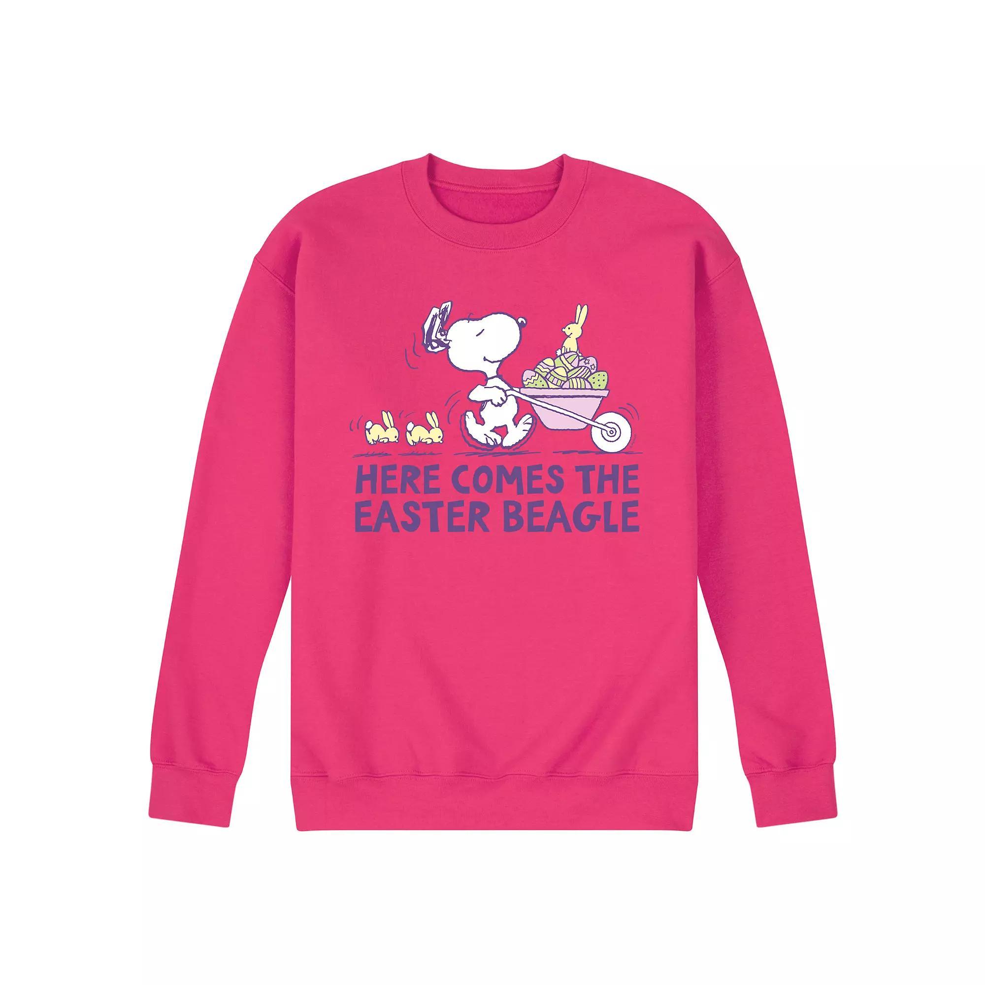 Men's Peanuts Easter Bunny Helper Fleece Sweatshirt, Size: XXL, Pink Product Image