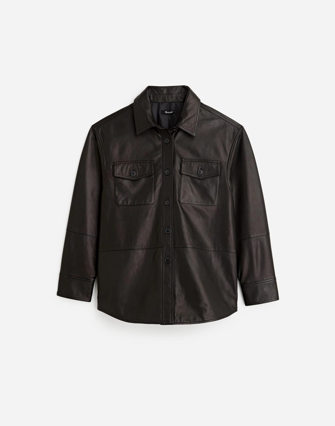 Washed Leather Shirt-Jacket Product Image