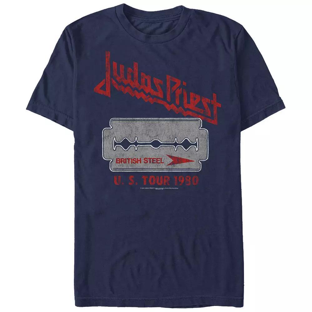 Men's Judas Priest British Steel U.S. Tour 1980 Graphic Tee, Size: XL, Blue Product Image