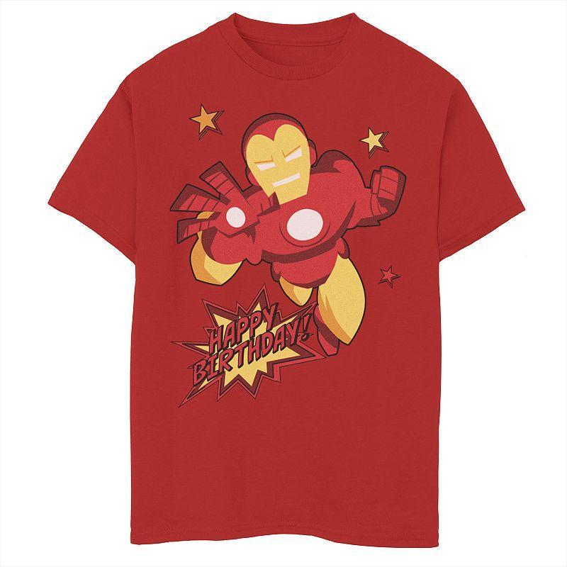 Boys 8-20 Marvel Avengers Iron Man Happy Birthday Tee, Boy's, Size: XL, Red Product Image