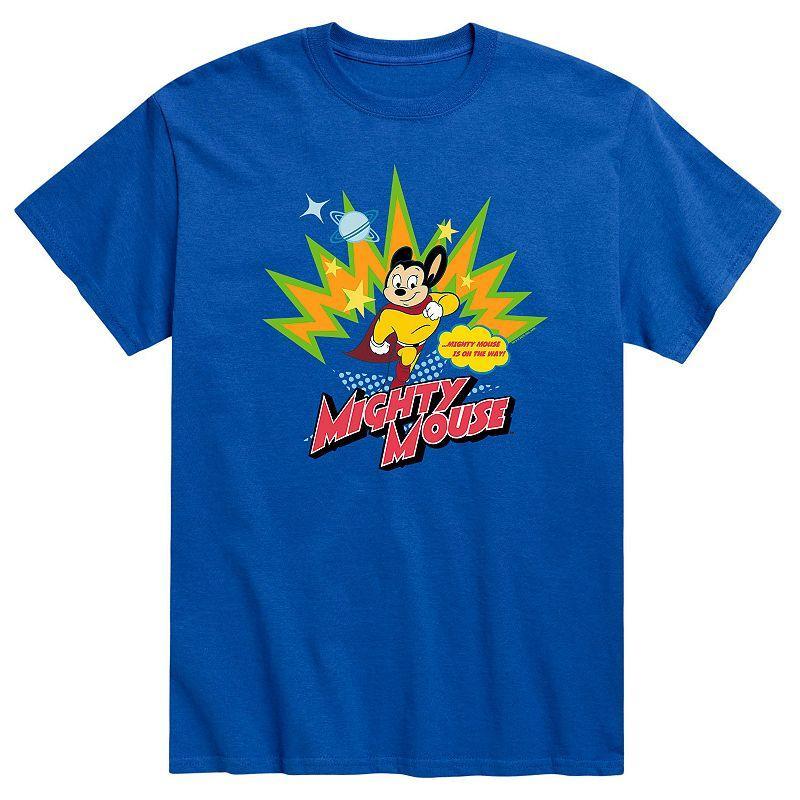 Men's Mighty Mouse On The Way Tee, Size: XXL, Blue Product Image