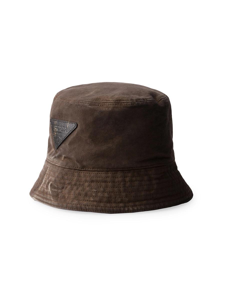 Mens Canvas Leather Logo Bucket Hat Product Image