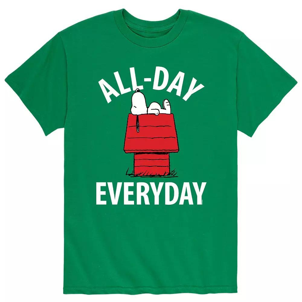 Men's Peanuts Snoopy All Day Everyday Tee, Size: Large, Green Product Image