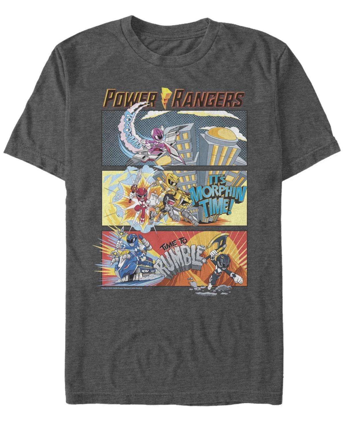 Men's Power Rangers Comic Action Panels Tee, Size: Medium, Grey Heather Product Image