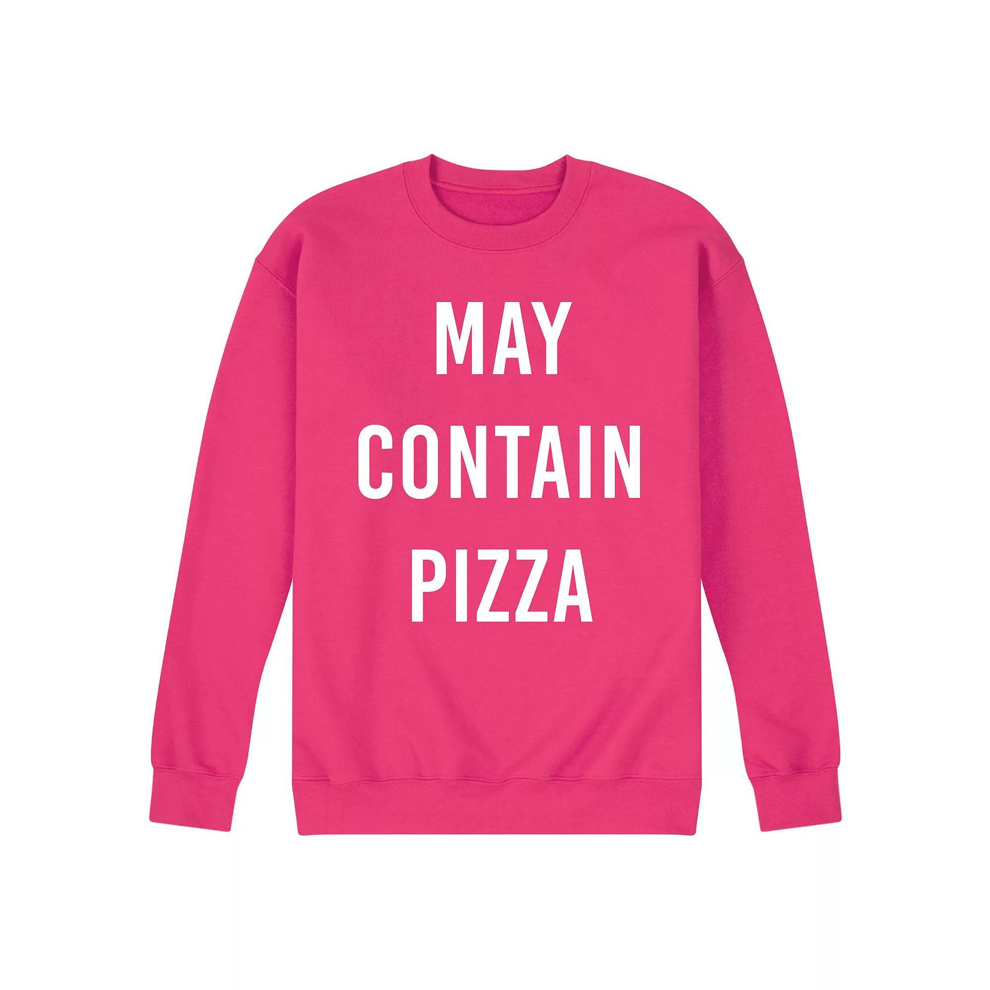 Men's May Contain Pizza Fleece Sweatshirt, Size: Small, Pink Product Image