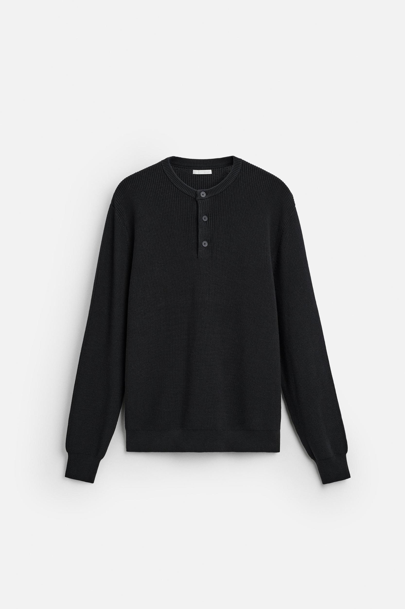 BUTTONED PURL KNIT SWEATER Product Image