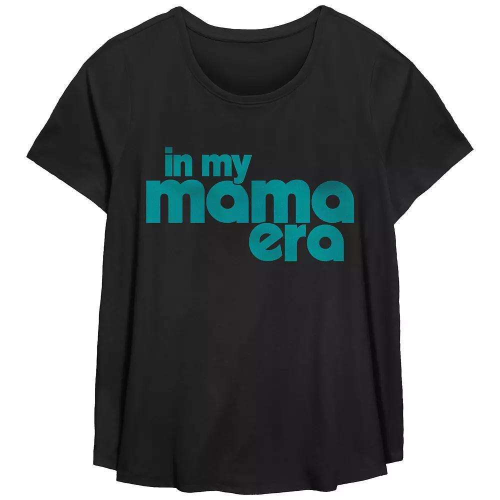 Plus Size In My Mama Era Scoop Hem Flow Graphic Tee, Women's, Size: 5XL, Black Product Image