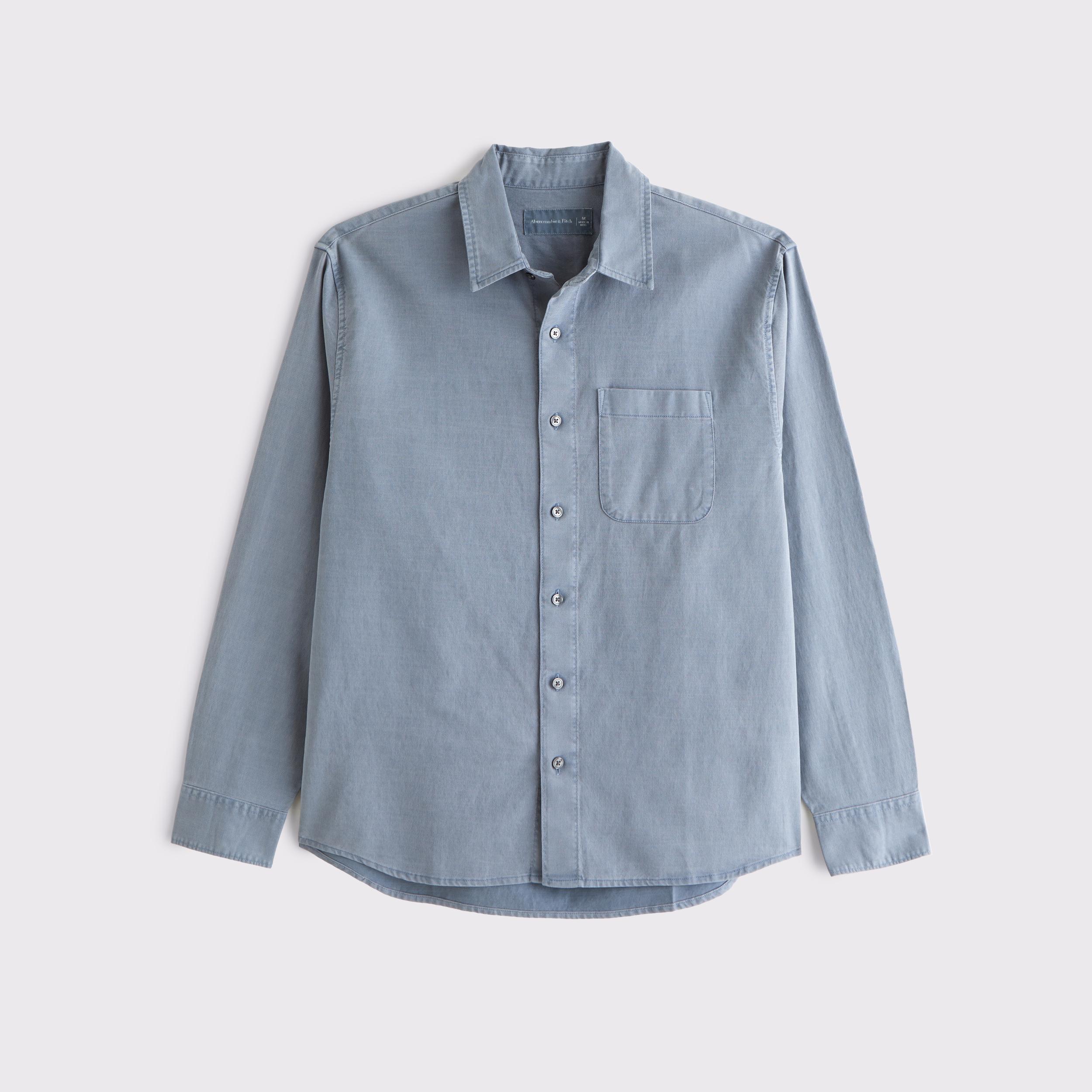 Long-Sleeve Garment Dye Button-Up Shirt Product Image