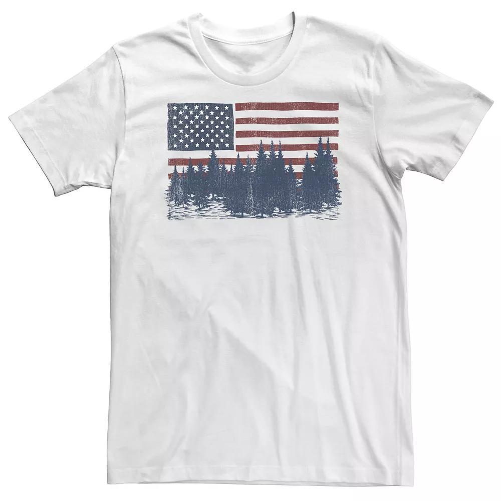 Big & Tall Americana Flag and Forest Silhouette Tee, Men's, Size: 5XL, White Product Image