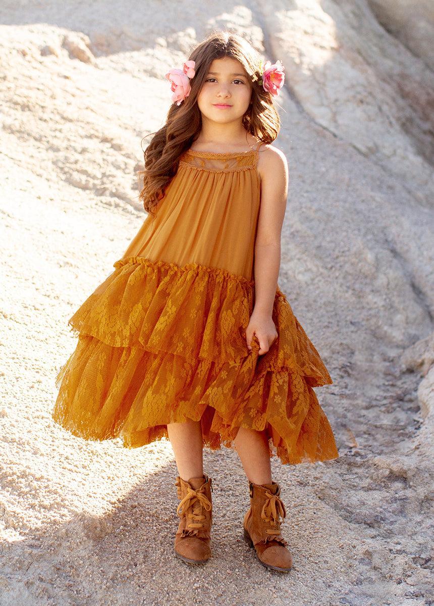 Catrina Dress in Marigold Girls Product Image