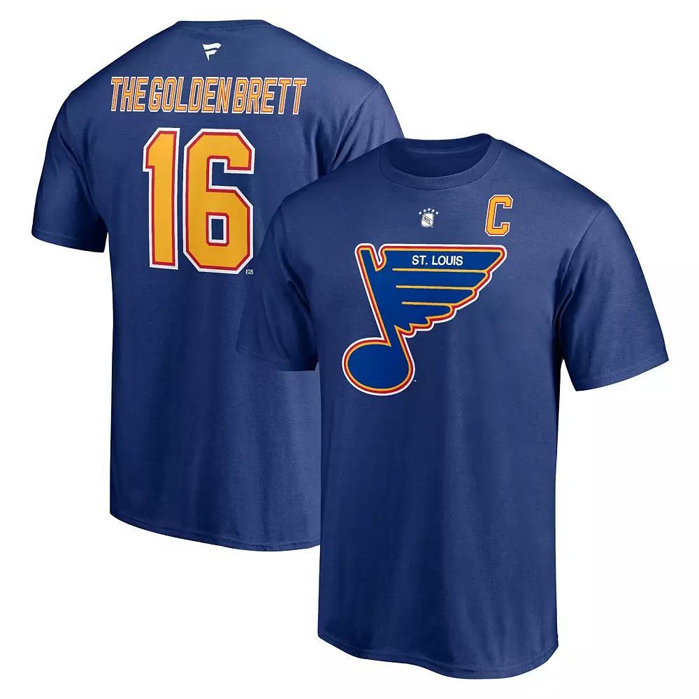 Men's Fanatics Branded Brett Hull Blue St. Louis Blues Authentic Stack Retired Player Nickname & Number T-Shirt,  Product Image
