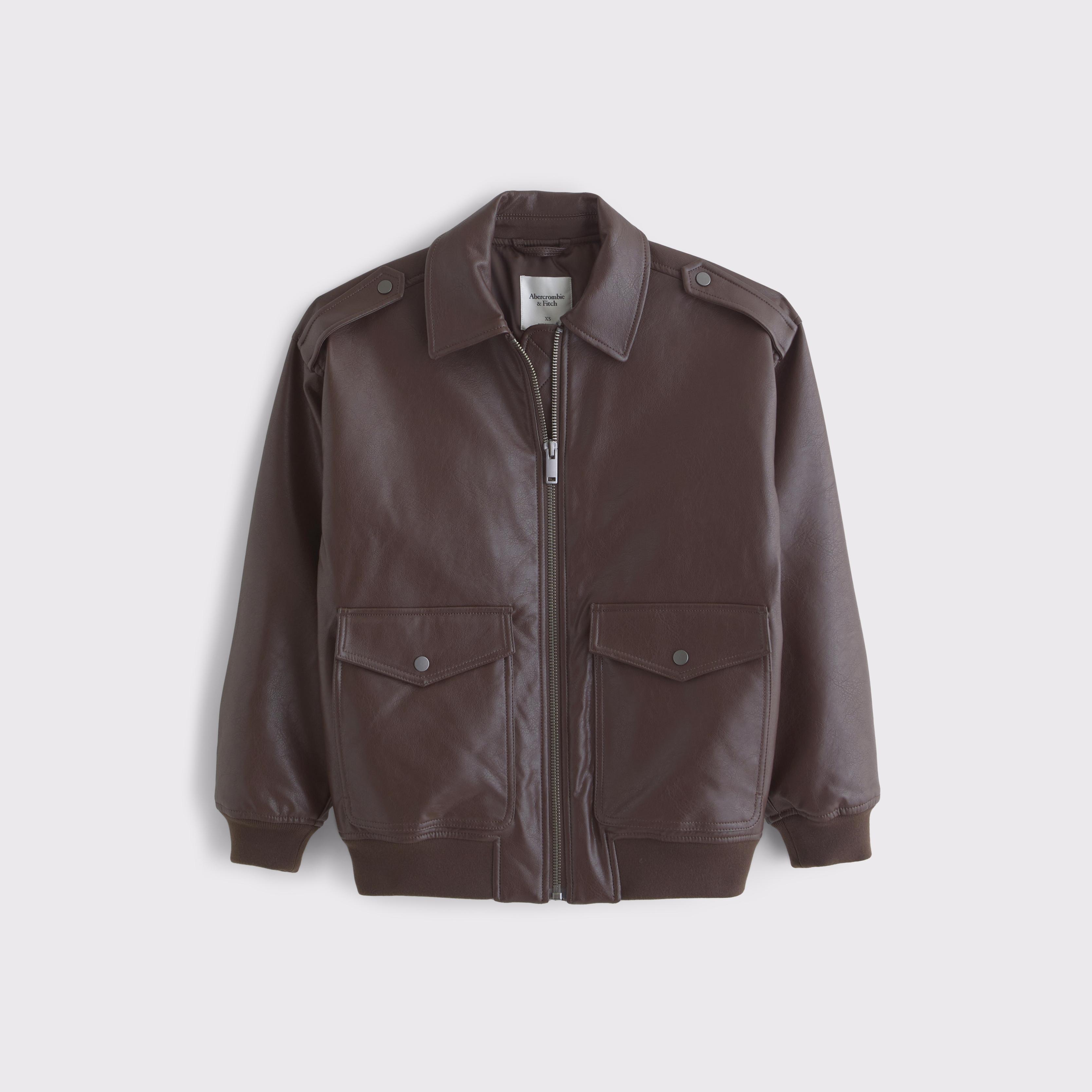 Vegan Leather Utility Bomber Jacket Product Image