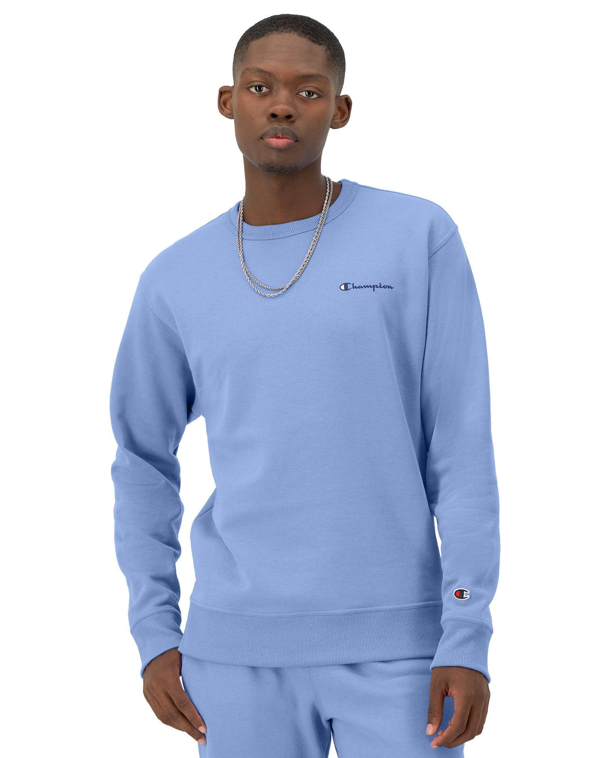 Mens Champion Powerblend Crewneck Sweatshirt, Script Logo Navy M Product Image