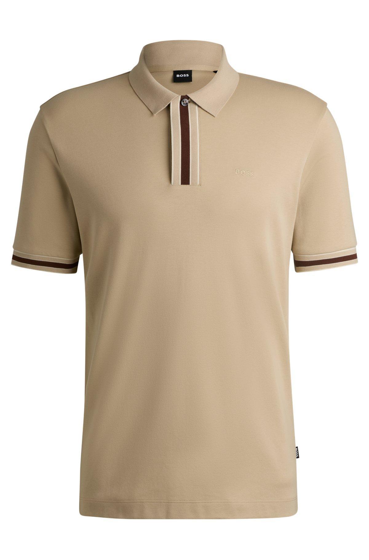 Interlock-cotton polo shirt with contrast tipping Product Image