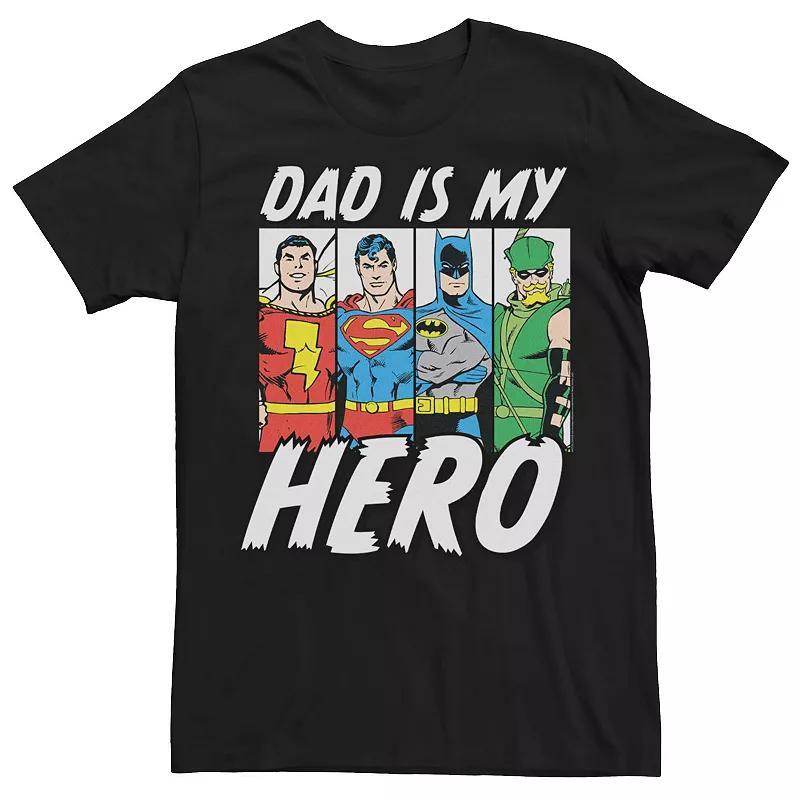 Men's DC Comics Justice League Hero Dad Lineup Tee, Size: Small, Black Product Image