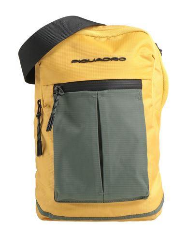 PIQUADRO Man Cross-body Bag Yellow Size - Cow Leather, Nylon, Polyester, Metal Product Image