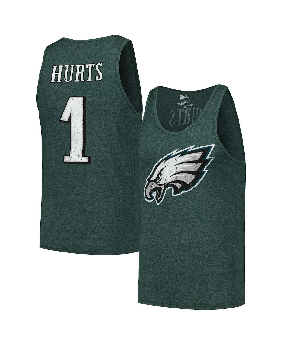 Mens Majestic Threads Jalen Hurts Midnight Green Philadelphia Eagles Player Name and Number Tri-Blend Tank Top Product Image