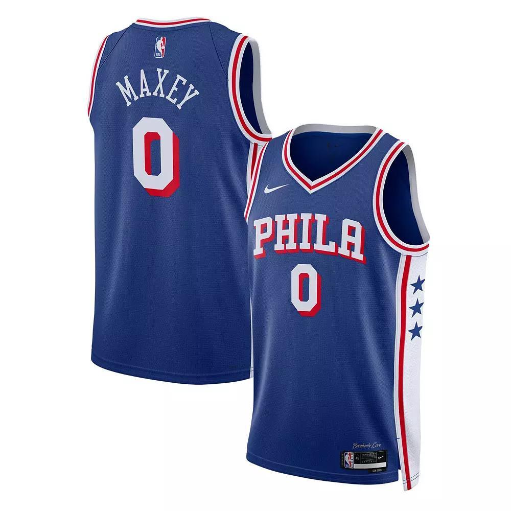 Tyrese Maxey Philadelphia 76ers Icon Edition Nike Mens Dri-FIT NBA Swingman Jersey | DX8620-403 Product Image