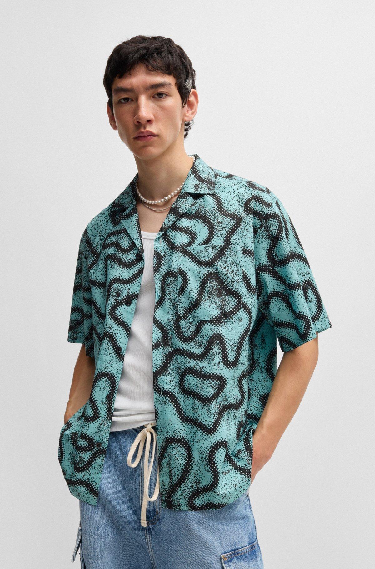 Relaxed-fit shirt in printed cotton poplin Product Image