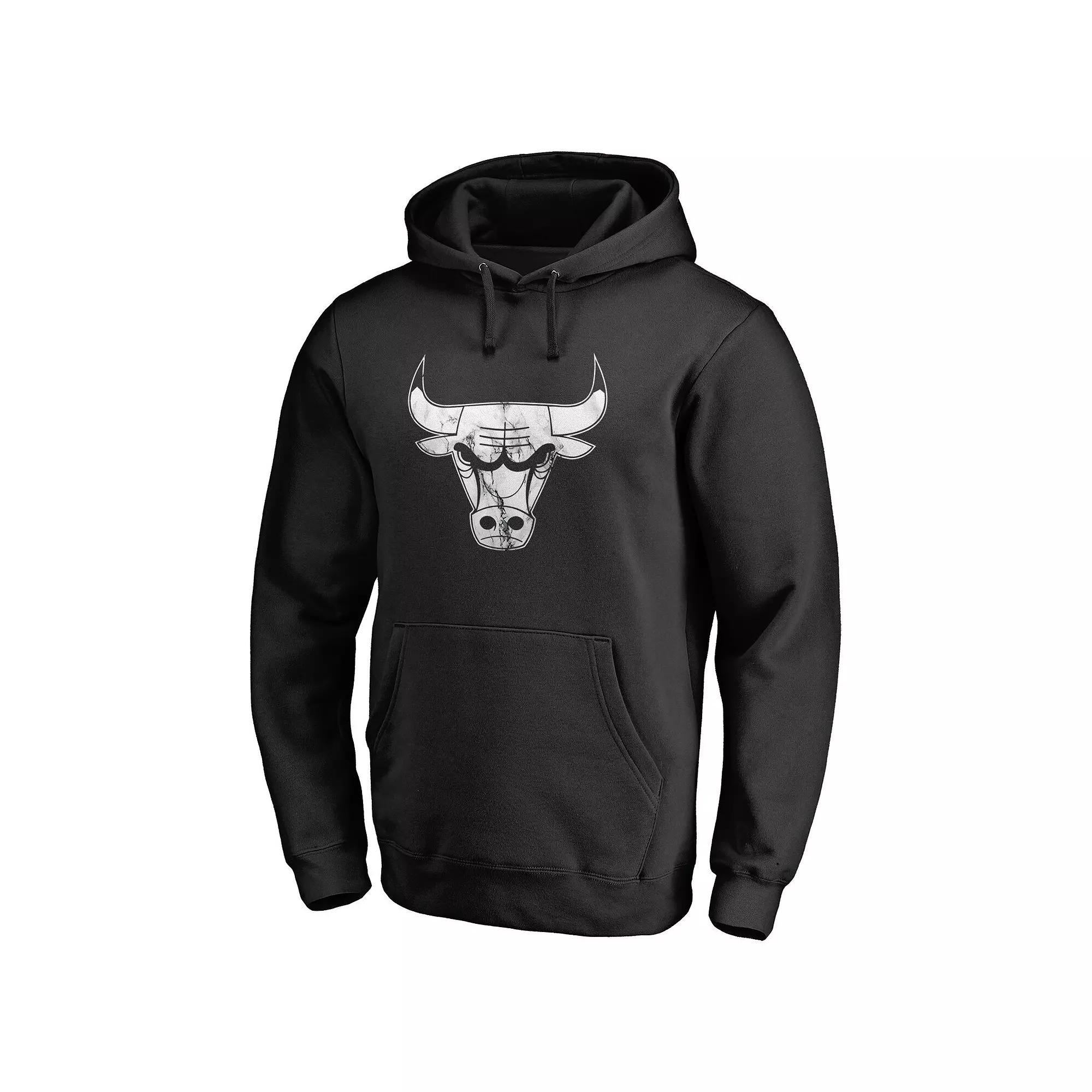 Men's Fanatics Branded Black Chicago Bulls Marble Logo Pullover Hoodie, Size: XL Product Image