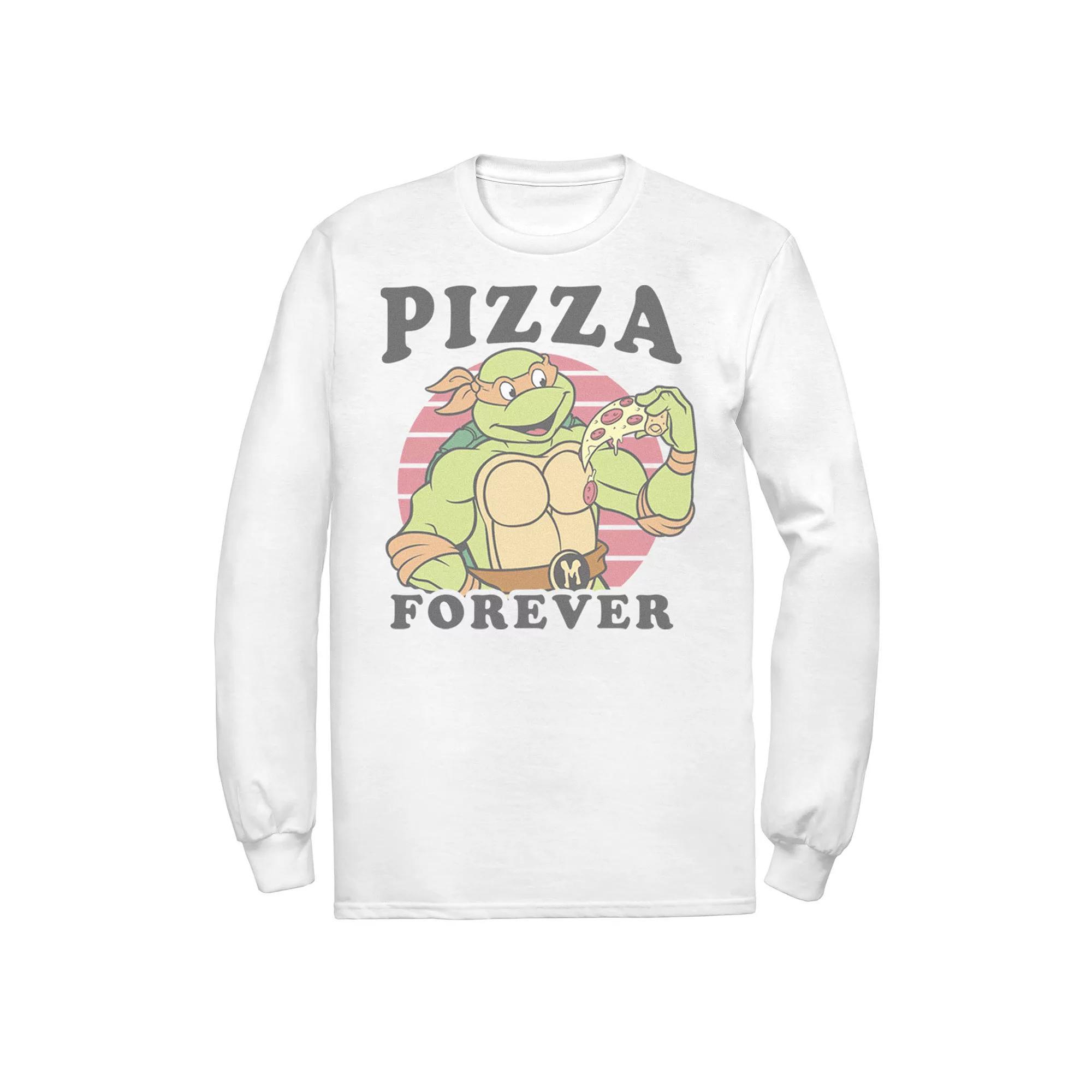 Men's Ninja Turtles Michelangelo Pizza Forever Retro Long Sleeve Tee, Size: XL, White Product Image