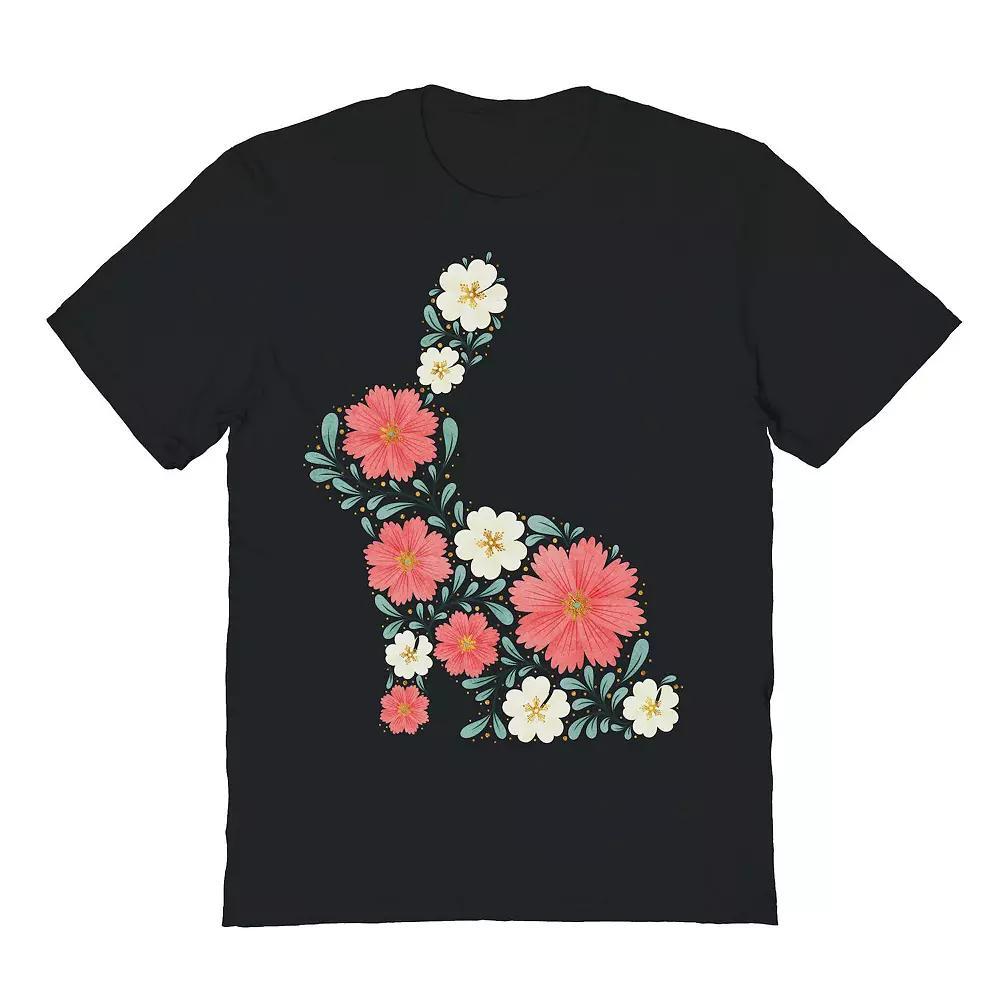 Men's Floral Rabbit Easter Graphic Tee, Size: Small, Black Product Image