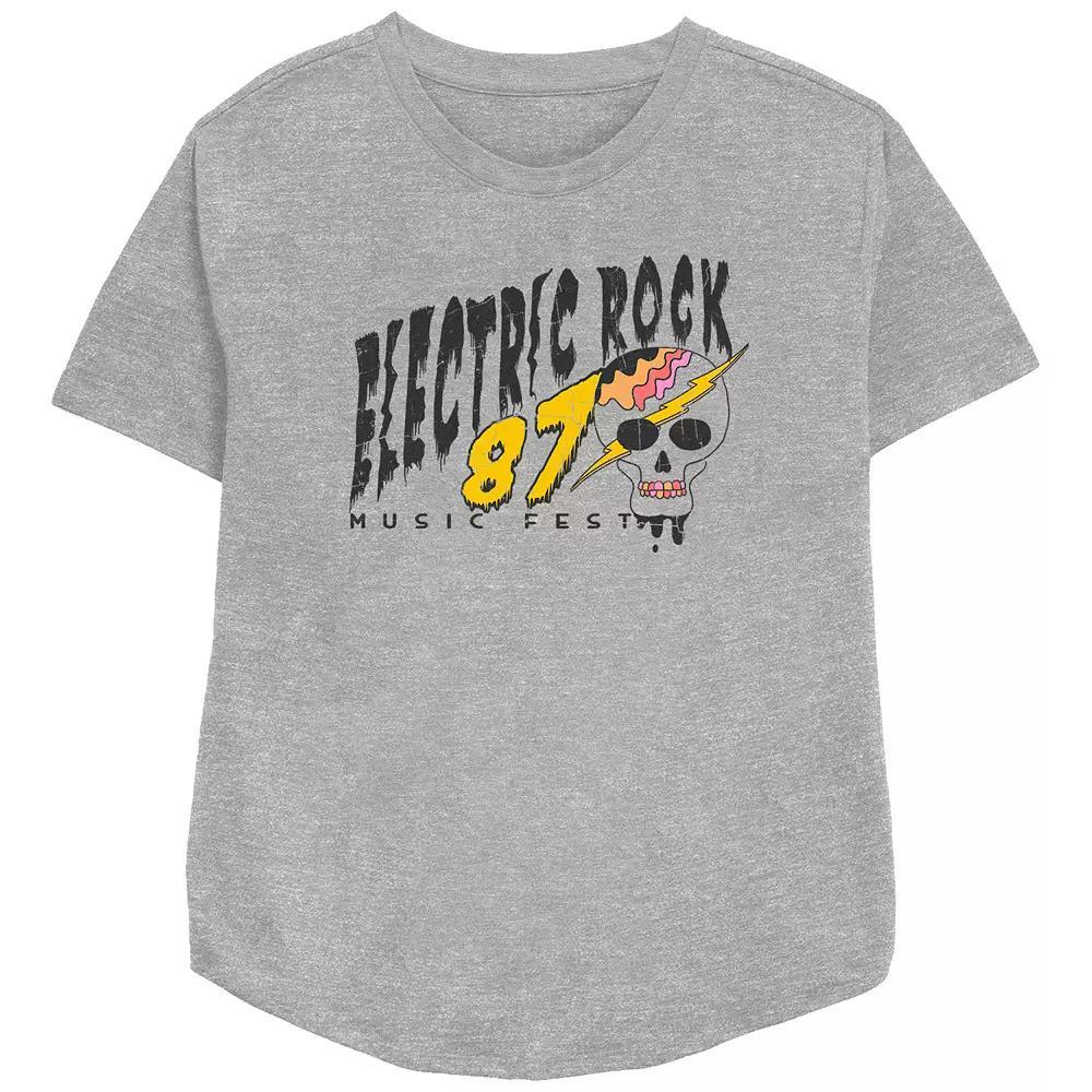 Women's Electric Rock 87 Music Fest Relaxed Fit Graphic Tee, Girl's, Size: XXL, Athletic Grey Product Image
