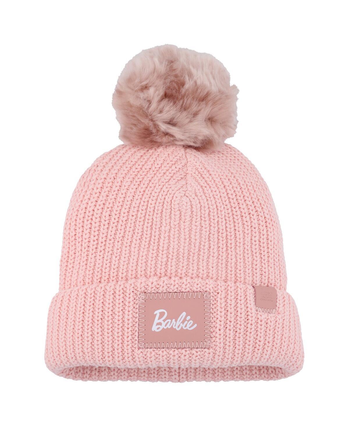 Womens Love Your Melon Pink Barbie Satin Lined Cuffed Knit Hat with Pom Product Image