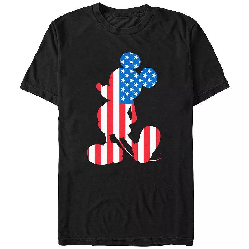 Disney's Mickey Mouse USA Flag Filled Silhouette Big & Tall Graphic Tee, Men's, Size: 5XB, Black Product Image