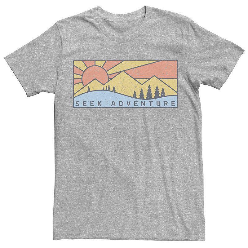 Men's Seek Adventure Graphic Sunset Mountain Scene Tee, Boy's, Size: Medium, Athletic Grey Product Image