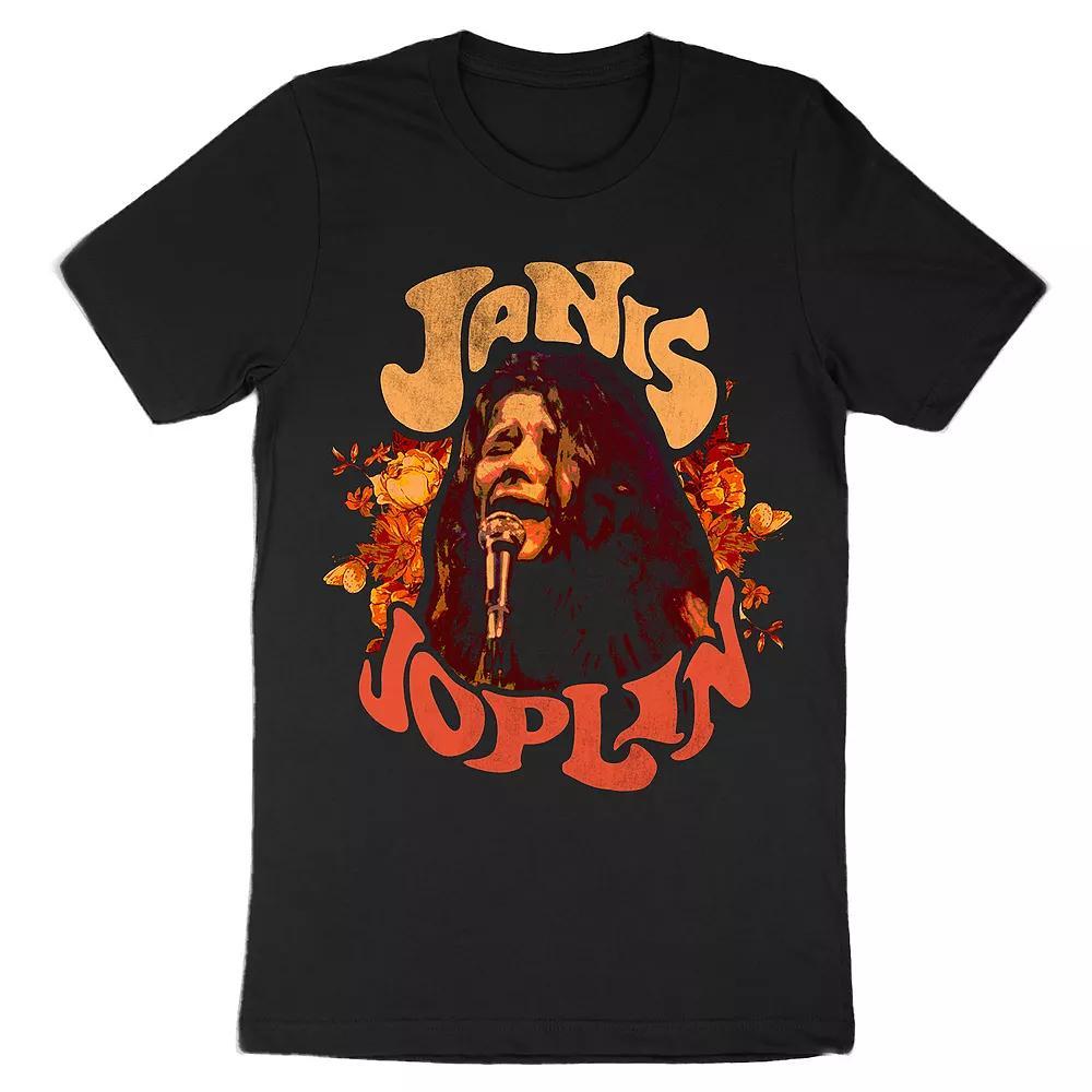 Men's Janis Joplin Flower Crown Tee, Size: Small, Black Product Image