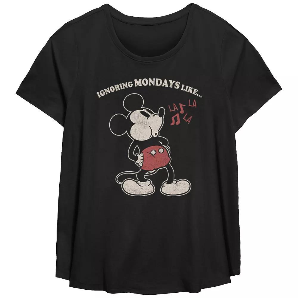 Disney's Mickey Mouse Ignoring Mondays Like La La La Plus Size Flowy Graphic Tee, Women's, Size: 4XL, Black Product Image
