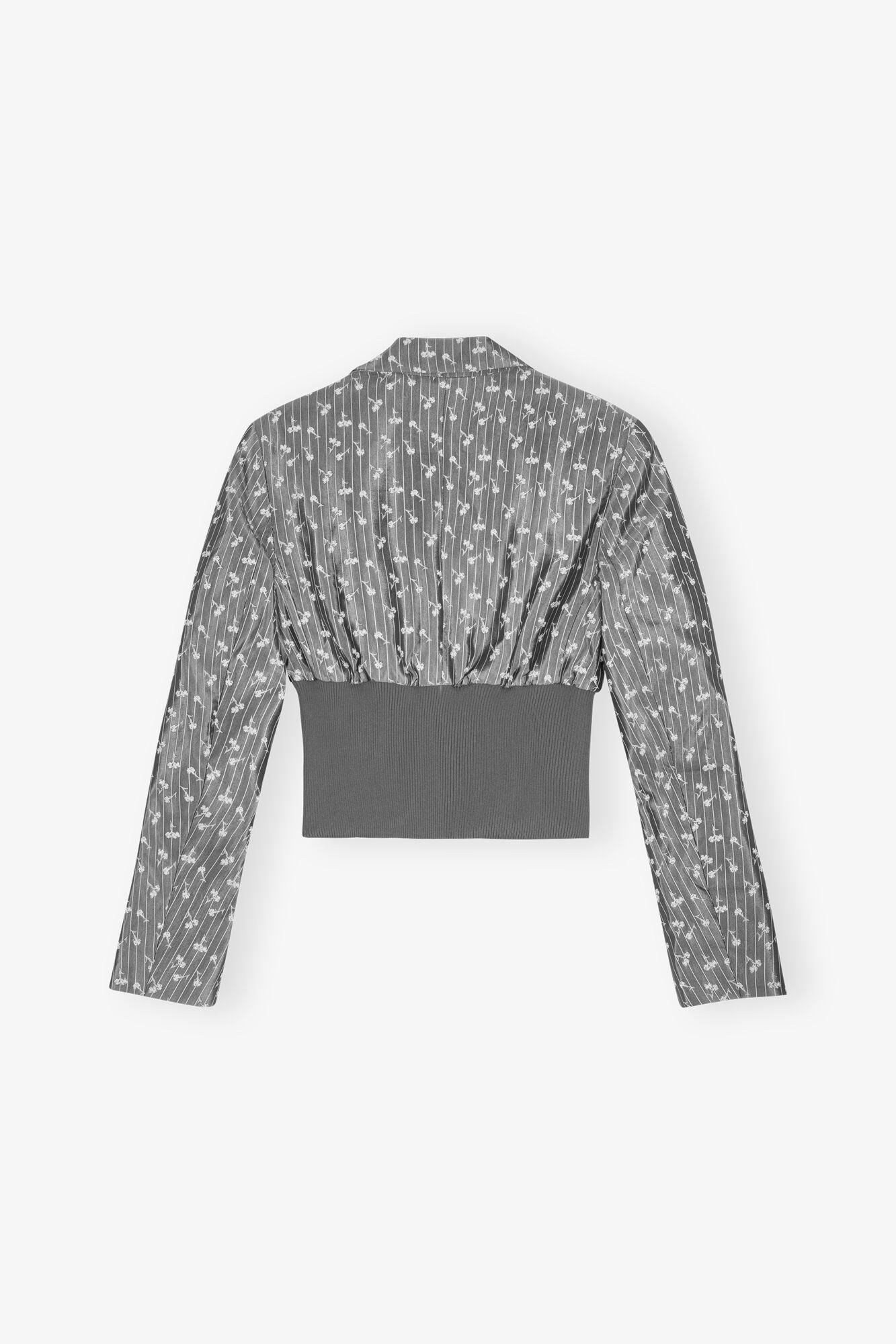 Grey Jacquard Cropped Blazer Product Image