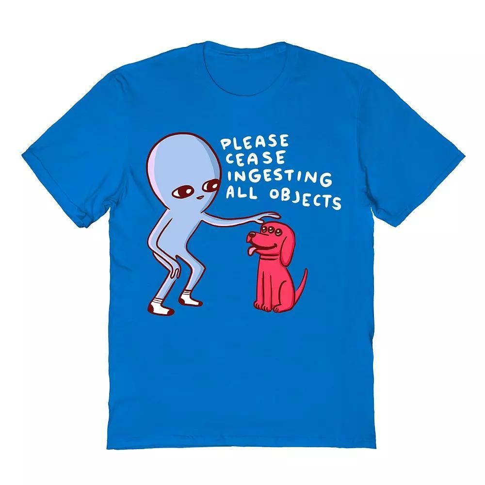 Men's Strange Planet by Nathan Pyle Please Cease Ingesting All Objects Tee, Size: XL, Saphire Product Image