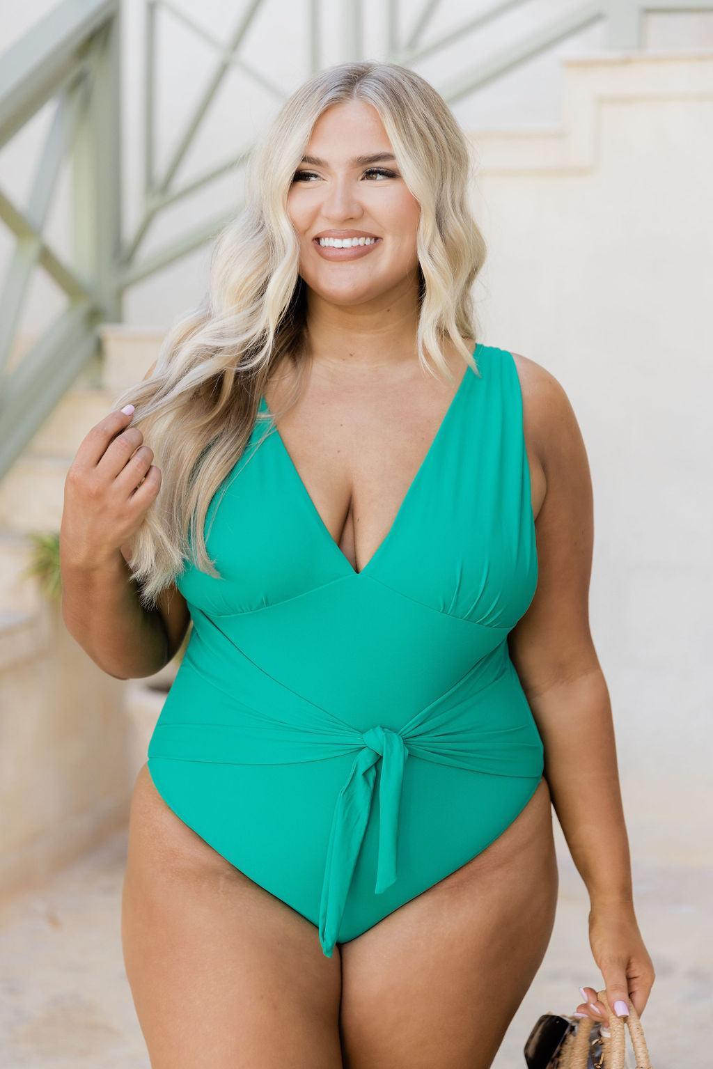 Day At The Pool Emerald Green One Piece Swimsuit FINAL SALE Product Image