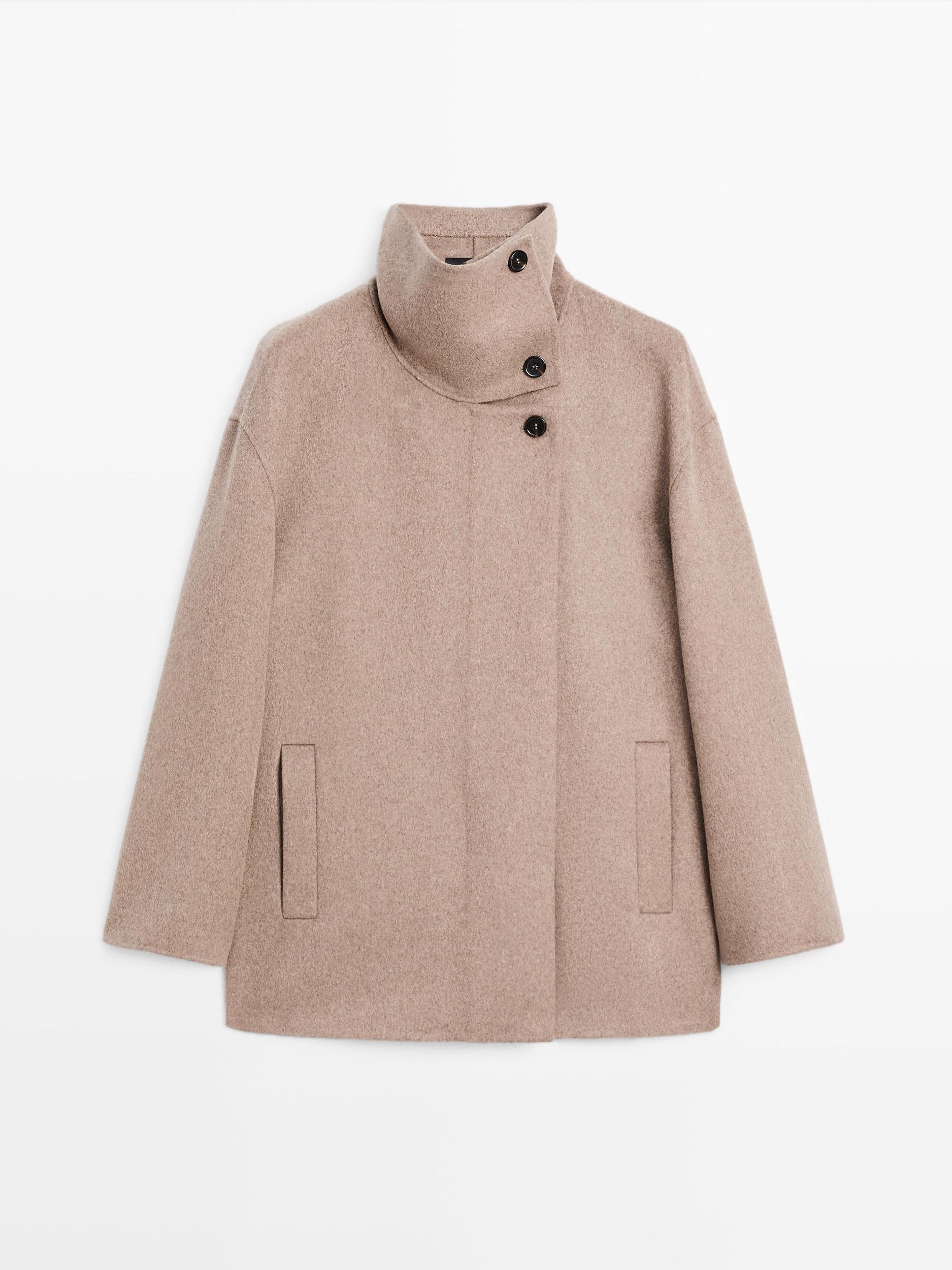 Wool blend high neck coat Product Image