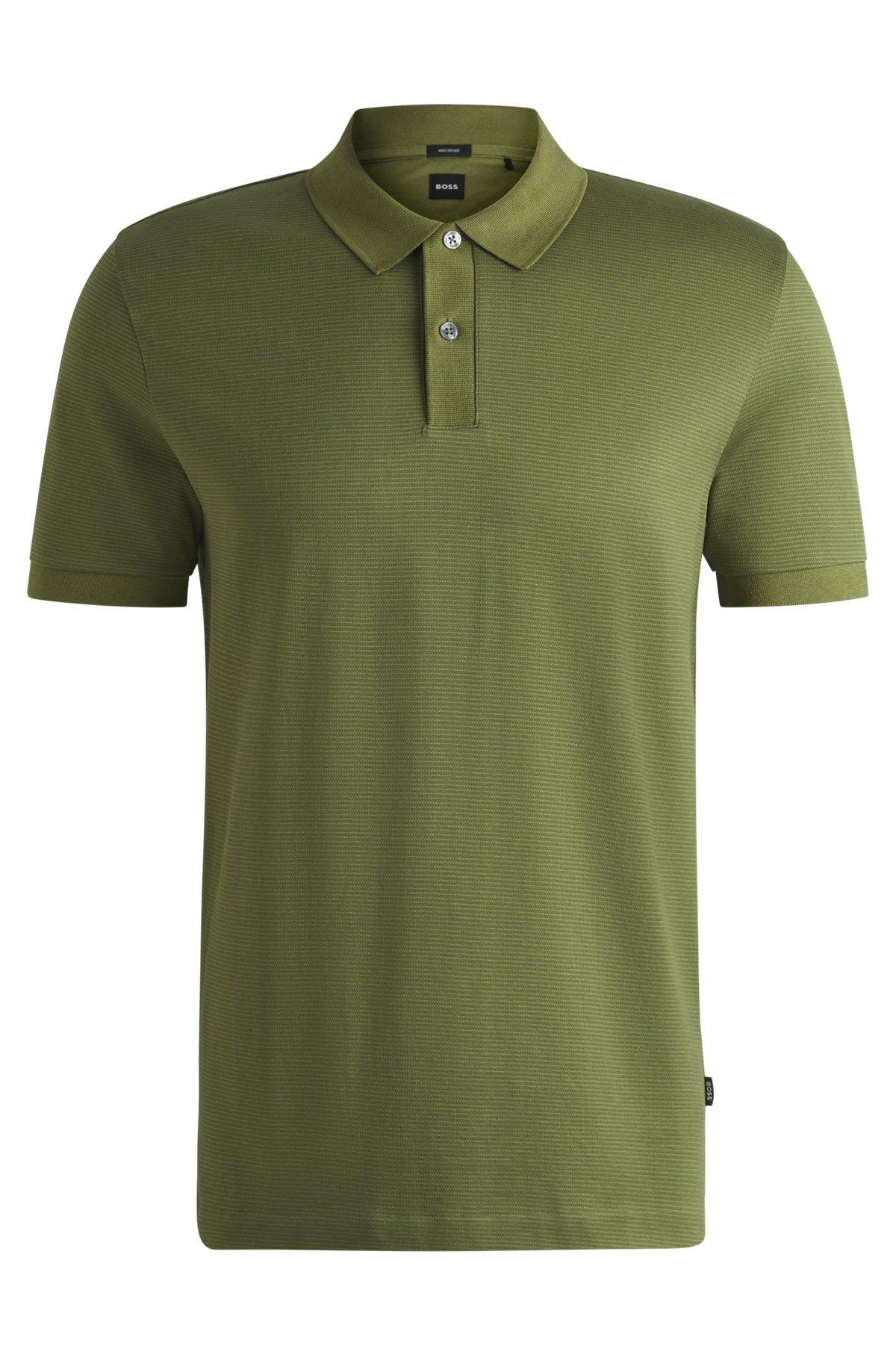 Micro-pattern polo shirt in mercerised cotton Product Image