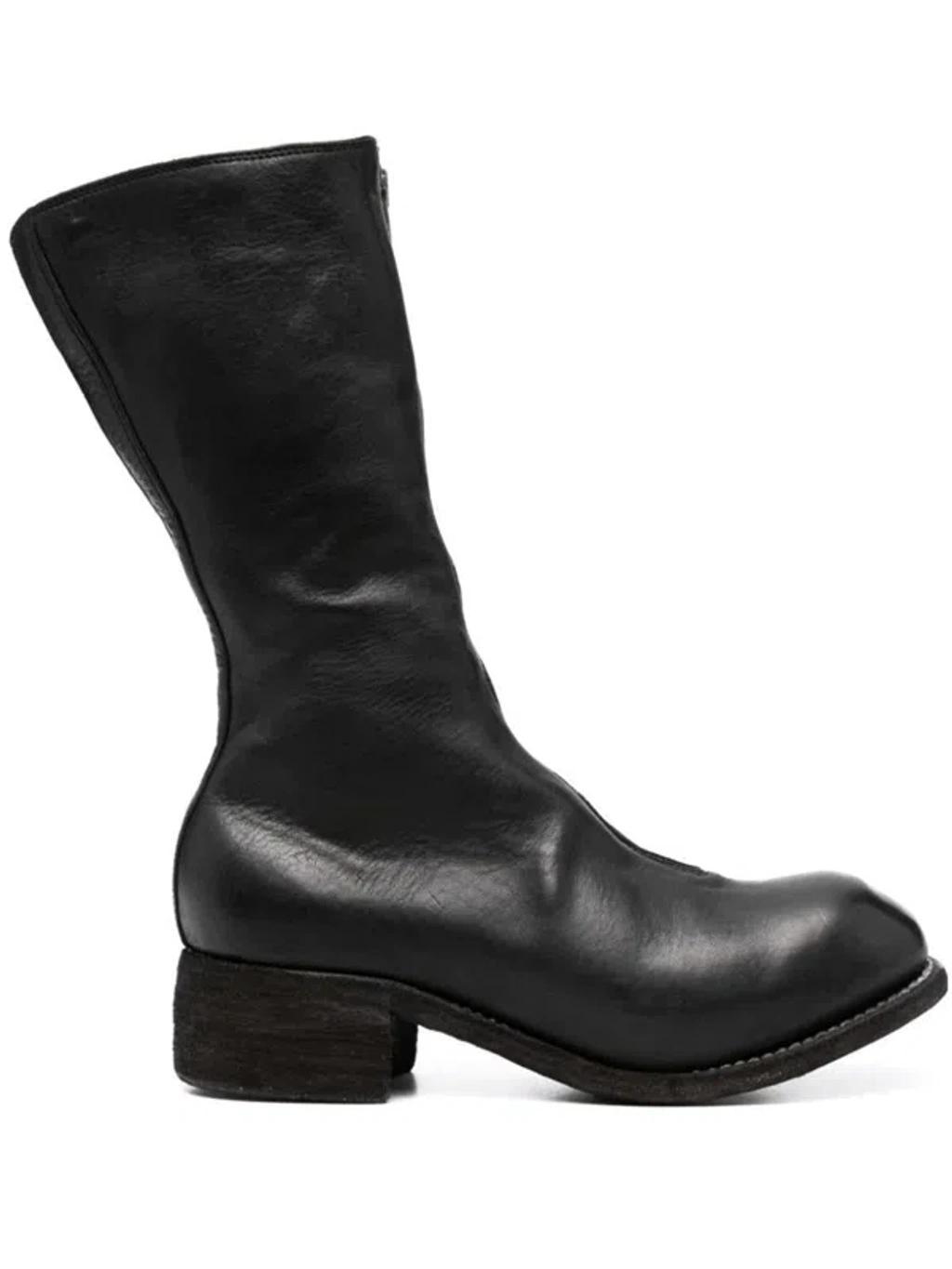 GUIDI Zip-up Leather Boots In Black Product Image