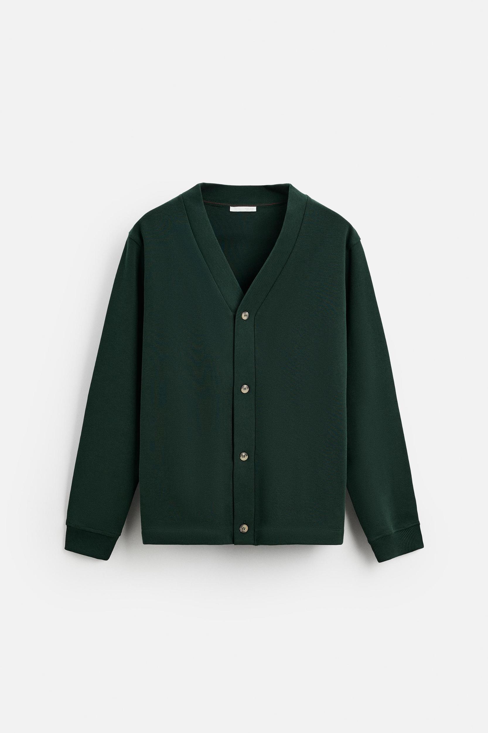 PIQUÉ TEXTURED CARDIGAN Product Image