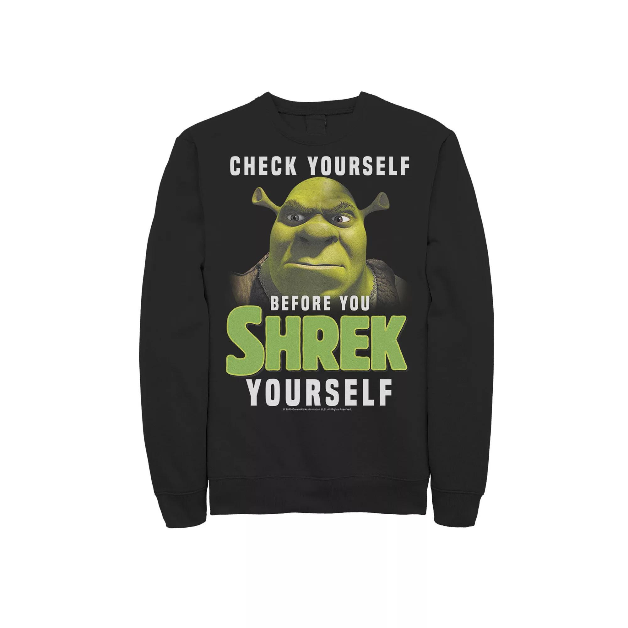 Men's Shrek Check Yourself Before You Shrek Yourself Sweatshirt,  Product Image
