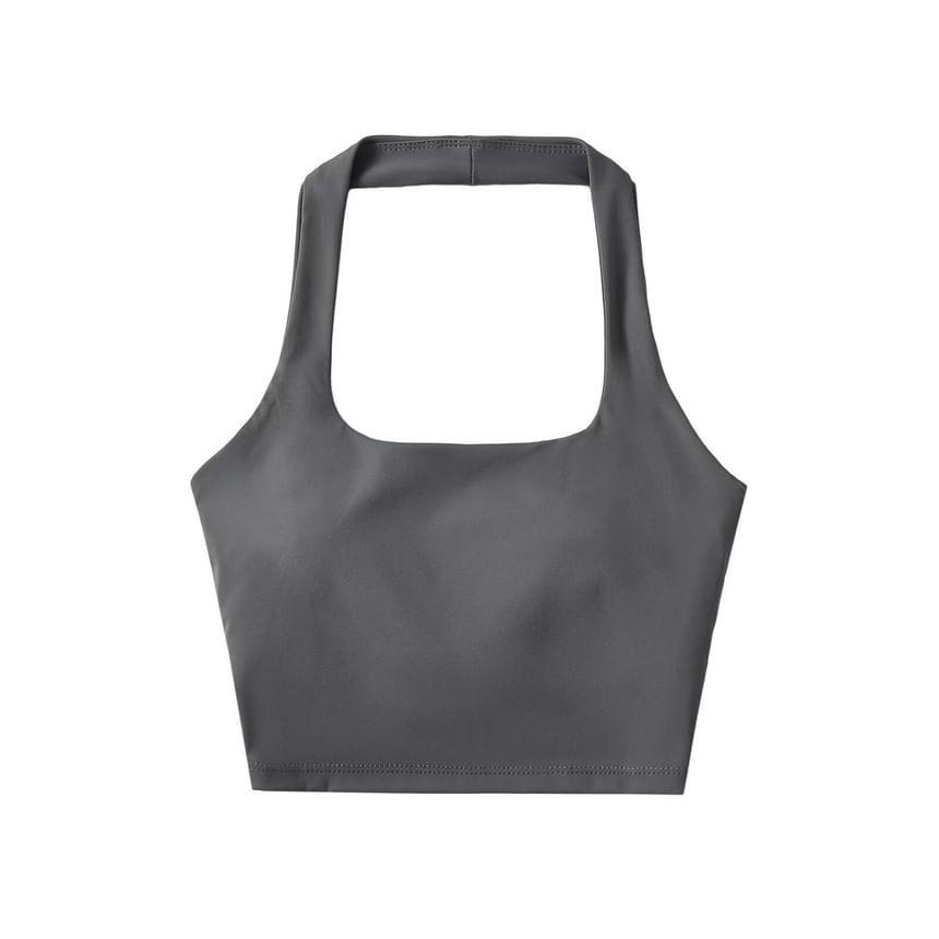 Halter Plain Sports Bra Product Image