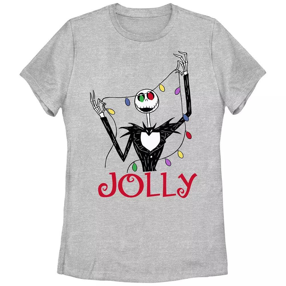 Disney's The Nightmare Before Christmas Jack Skellington Jolly Christmas Lights Juniors' Graphic Tee, Girl's,  Product Image