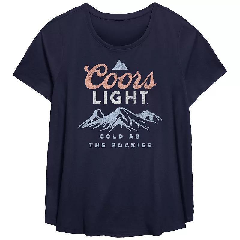 Plus Size Coors Light Cold As The Rockies Graphic Tee, Women's, Size: 0X, Blue Product Image