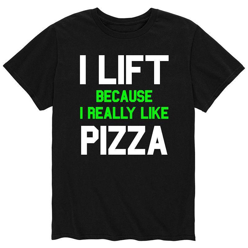 Men's I Lift Because Pizza Tee, Size: Large, Black Product Image