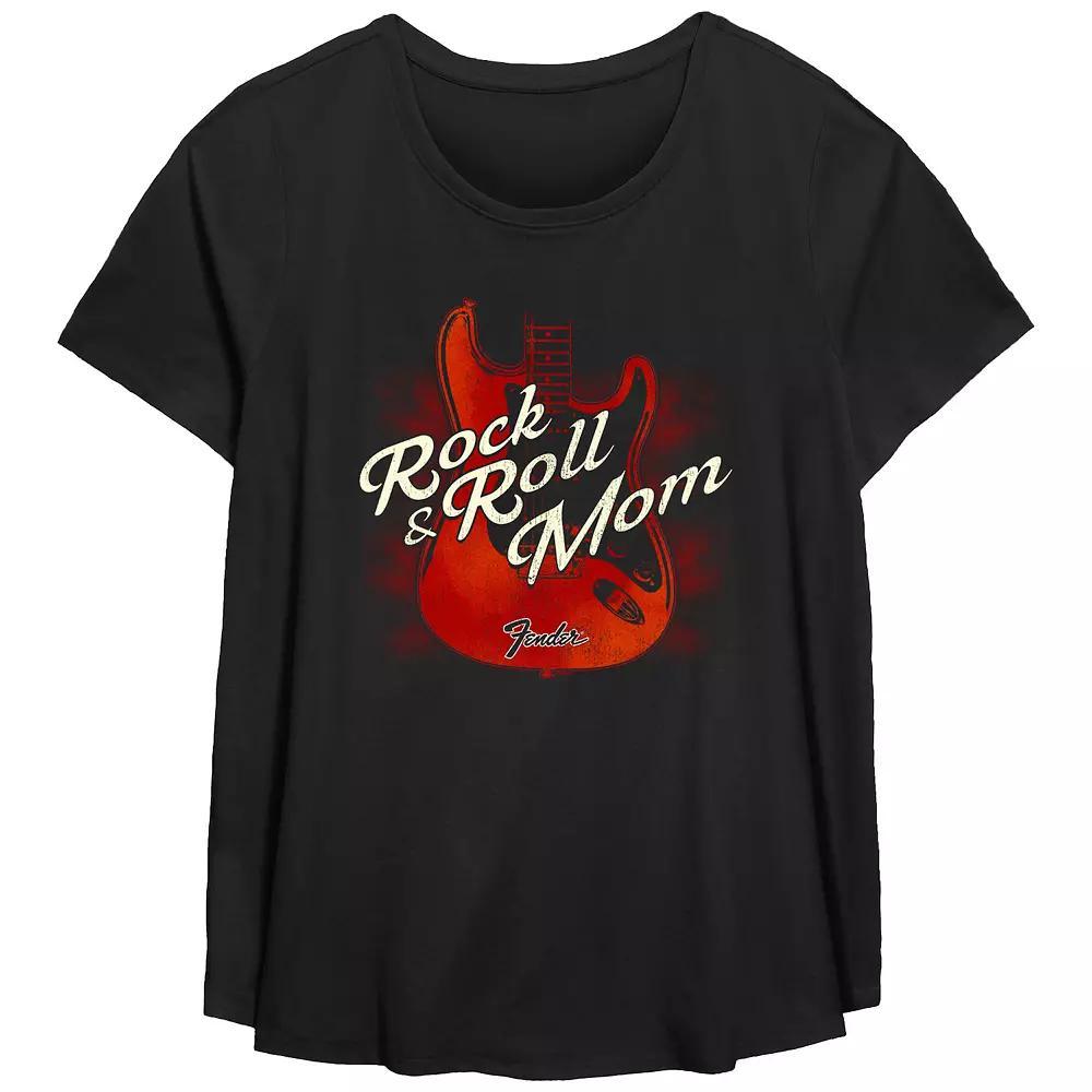 Plus Size Fender Rock & Roll Mom Flowy Graphic Tee, Women's, Size: 5XL, Black Product Image