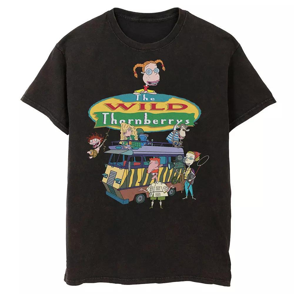 Men's Nickelodeon The Wild Thornberrys Family RV Logo Mineral Wash Graphic Tee, Size: XXL, Black Product Image