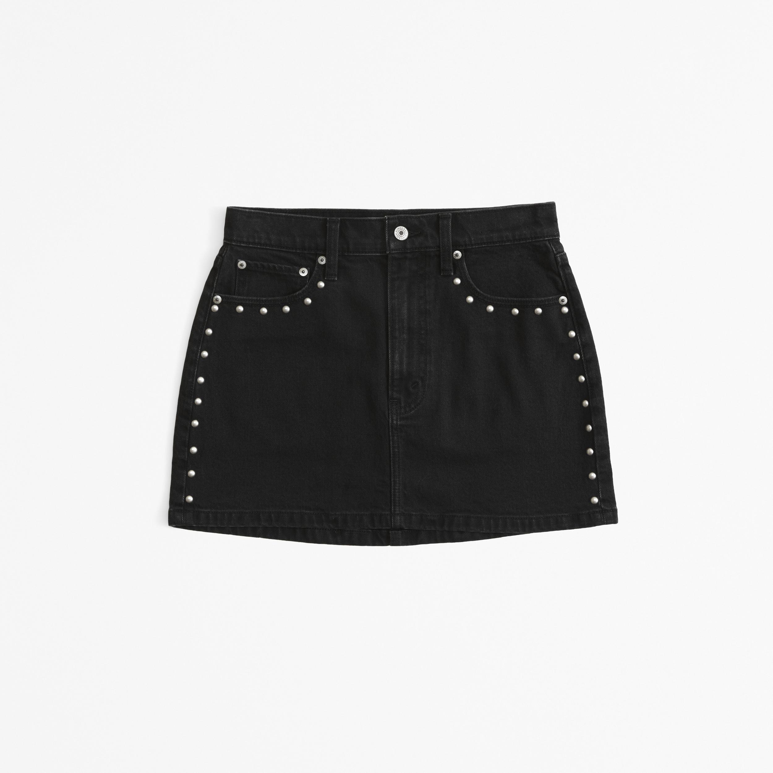 Denim Studded Mini Skirt Product Image