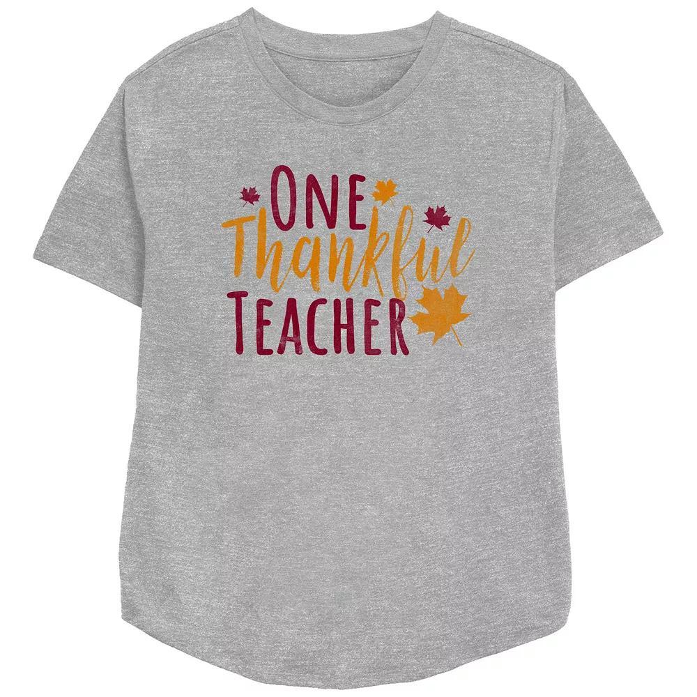 Women's One Thankful Teacher Relaxed Fit Graphic Tee,  Product Image