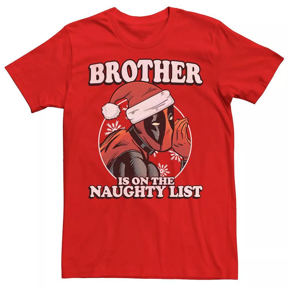 Men's Marvel Deadpool Brother On The Naughty List Tee, Size: XXL, Red Product Image